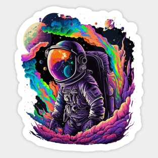 Astronaut in Space Colorful Vibrant Psychedelic Sticker